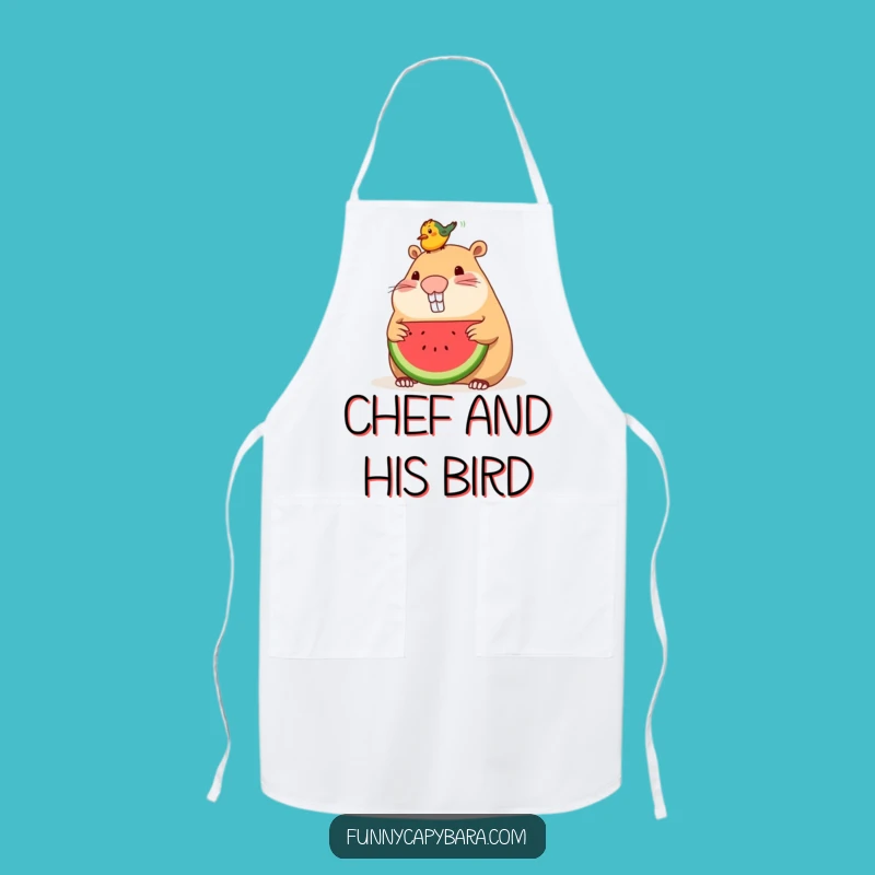 Funny Capybara Watermelon Bird Apron: Share Treats with Style