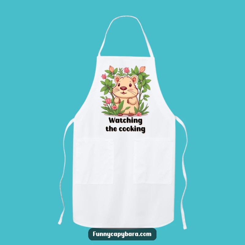 Funny Capybara Foliage Apron: Cook with Playful Curiosity
