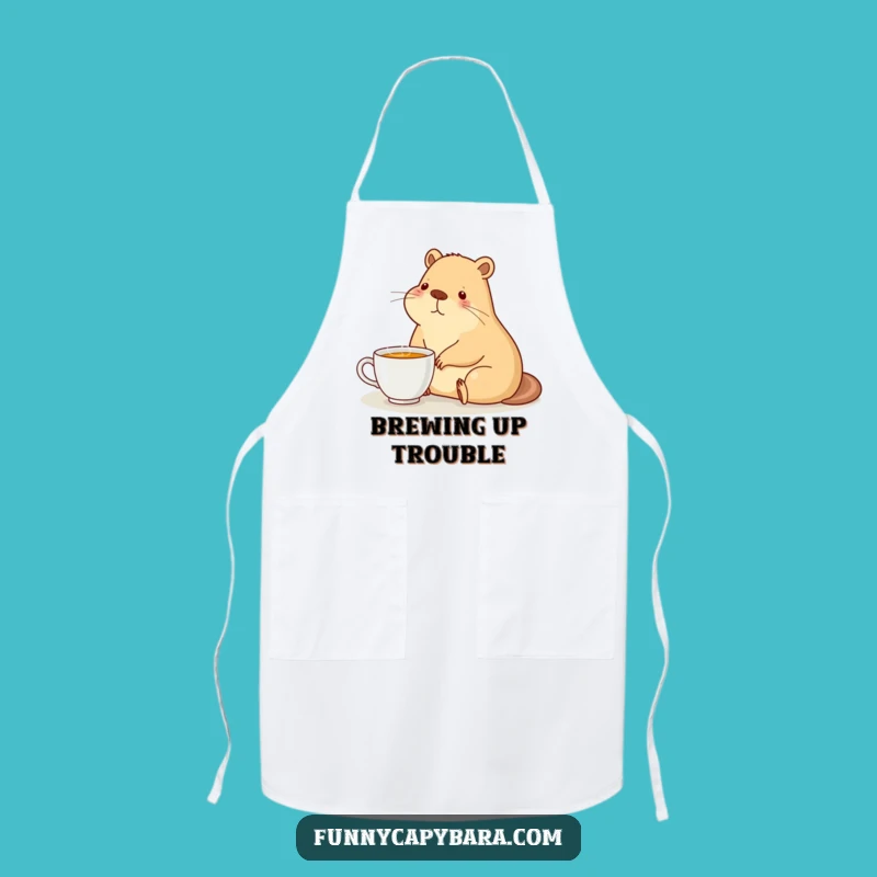 Funny Capybara Tea Apron: Brew Up Some Humor in the Kitchen