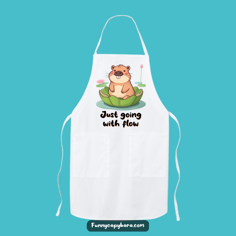 Funny Capybara Lily Pad Apron: Cook with Serene and Hilarious Style