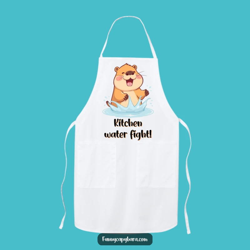 Funny Capybara Splash Apron: Cook with Playful Joy and Humor