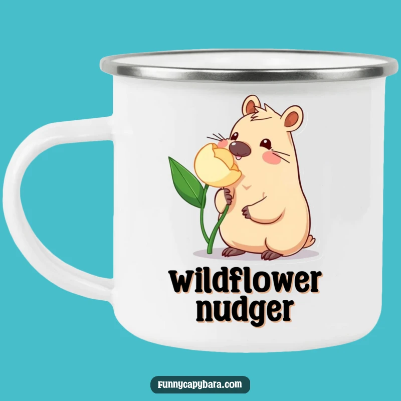 Funny Capybara Camp Mug: Durable Flower Nudge Design, Perfect Funny Gift
