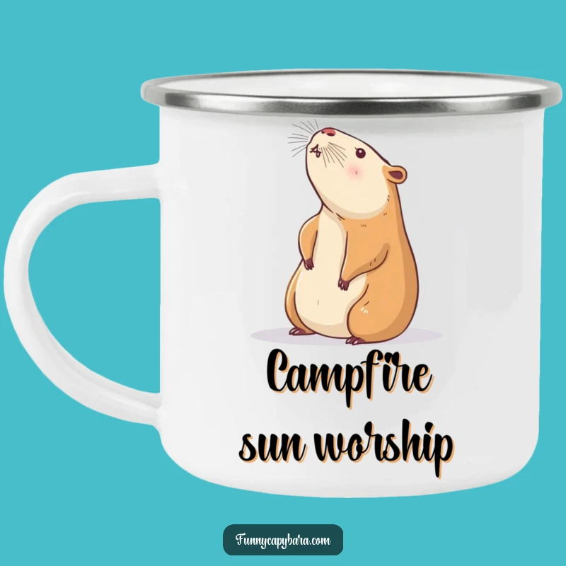 Funny Capybara Camp Mug: Durable Zen Sunbeam Stretch Design, Perfect Funny Gift
