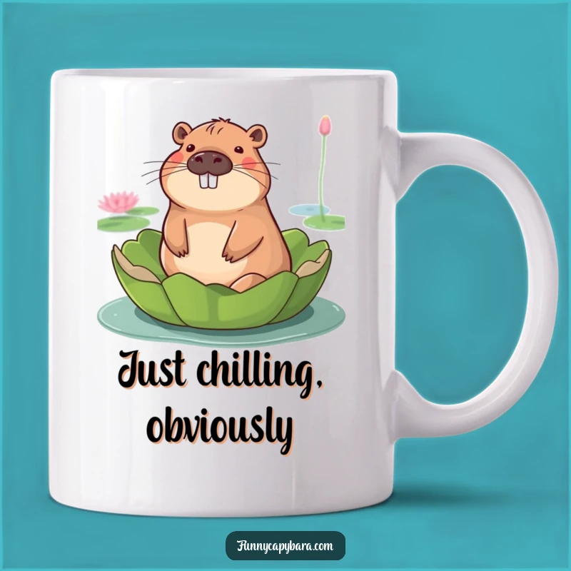 Funny Serene Capybara Lily Pad Mug: A Hilarious and Relaxing Gift for All