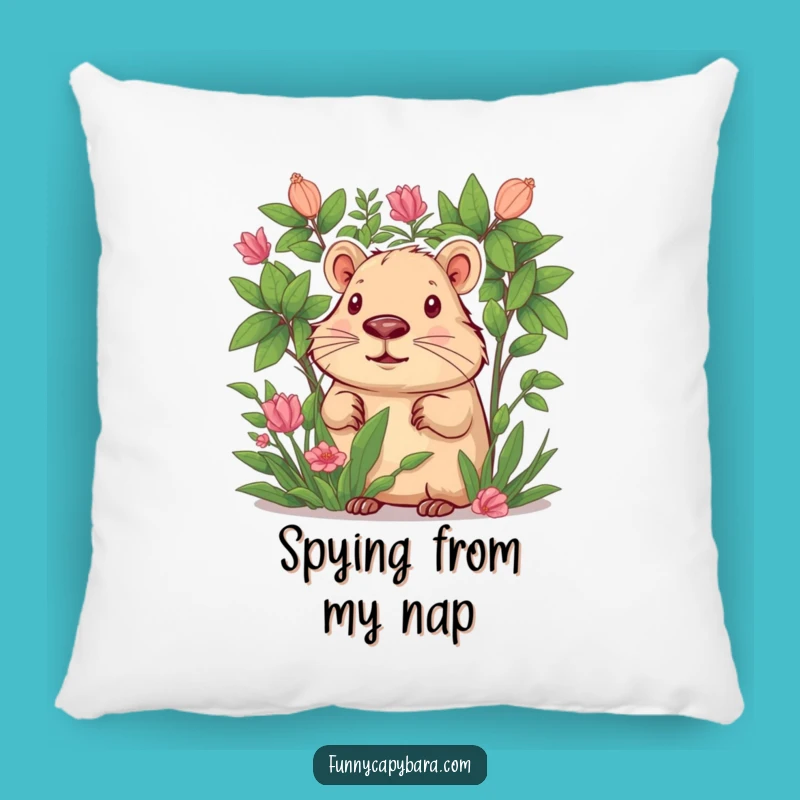 Funny Capybara Foliage Pillow: Cozy Comfort with a Peek