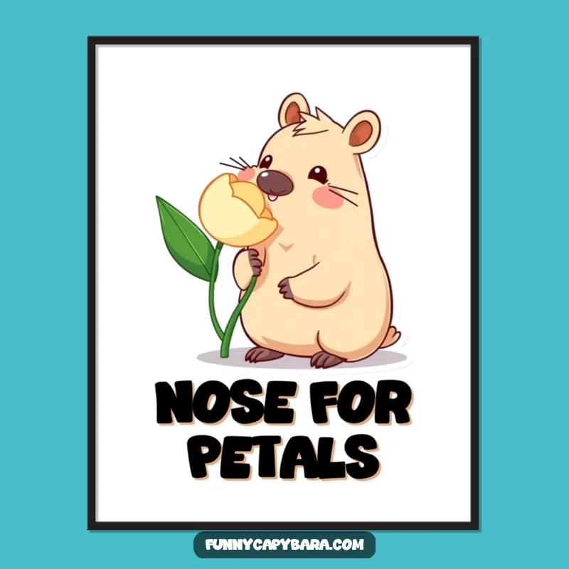 Funny Capybara Flower Digital Art: Instant Cute Download, Perfect Funny Gift