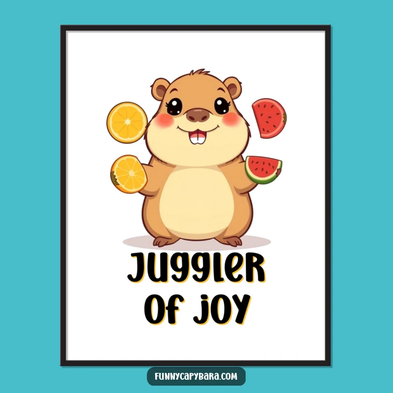 Funny Capybara Juggling Digital Print: Instant Skillful Art for Happy Spaces