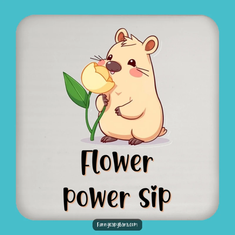 Funny Capybara Flower Coasters: Protect Surfaces with Cute Art, Funny Gift Set