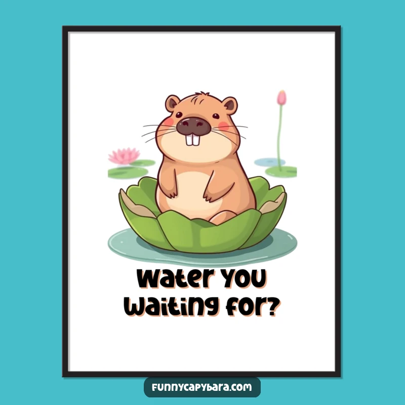 Funny Capybara Lily Pad Poster: Serene Vibes and Hilarious Wall Art