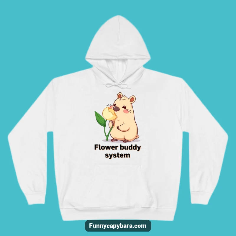 Cozy Funny Capybara Hoodie: Cute Flower Nudge Design, Perfect Funny Gift