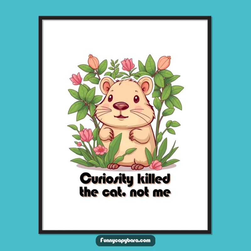 Free Printable Wall Art: Curious Capybara Foliage Funny Downloadable Art
