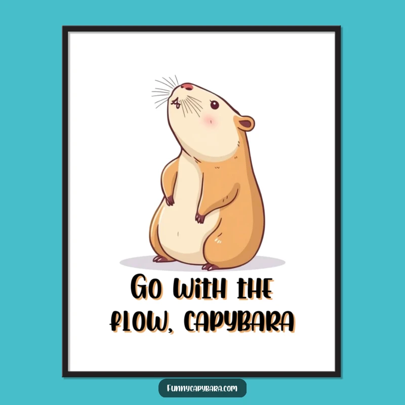Free Printable Wall Art: Lazy Capybara Stretch - Downloadable Art for Humorous, Chill Decor!