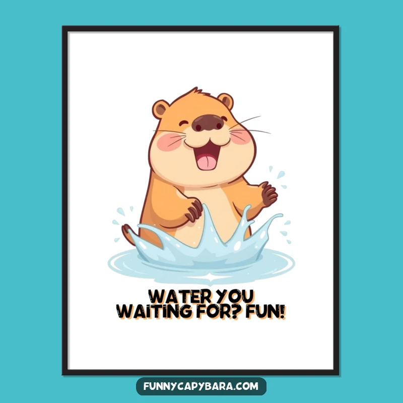Free Printable Wall Art: Joyful Capybara Splash Funny Downloadable Art