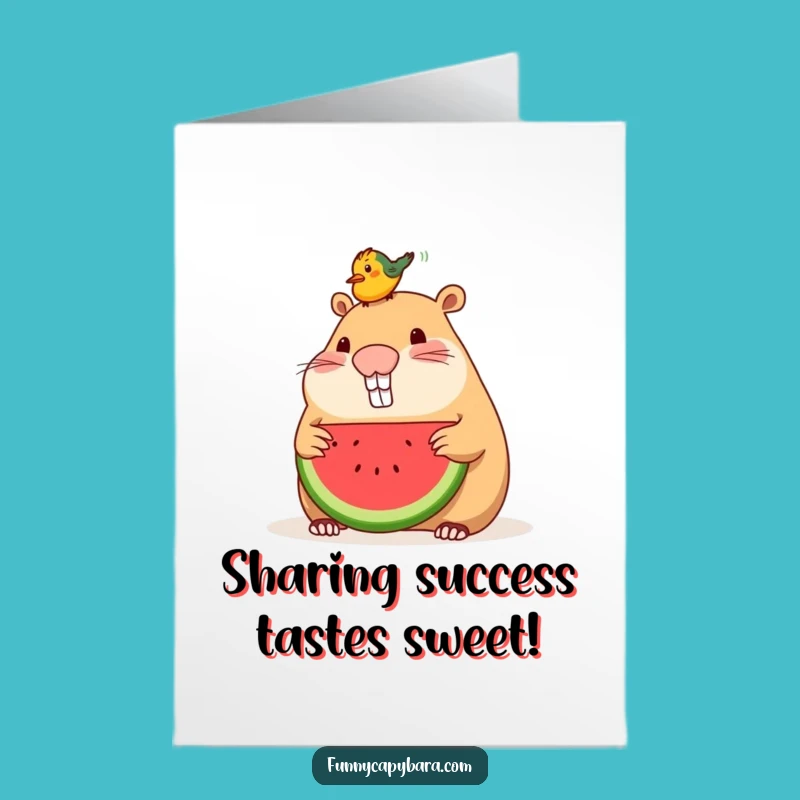 Free Printable Congrats Card: Capybara Watermelon Bird Funny Downloadable Gift