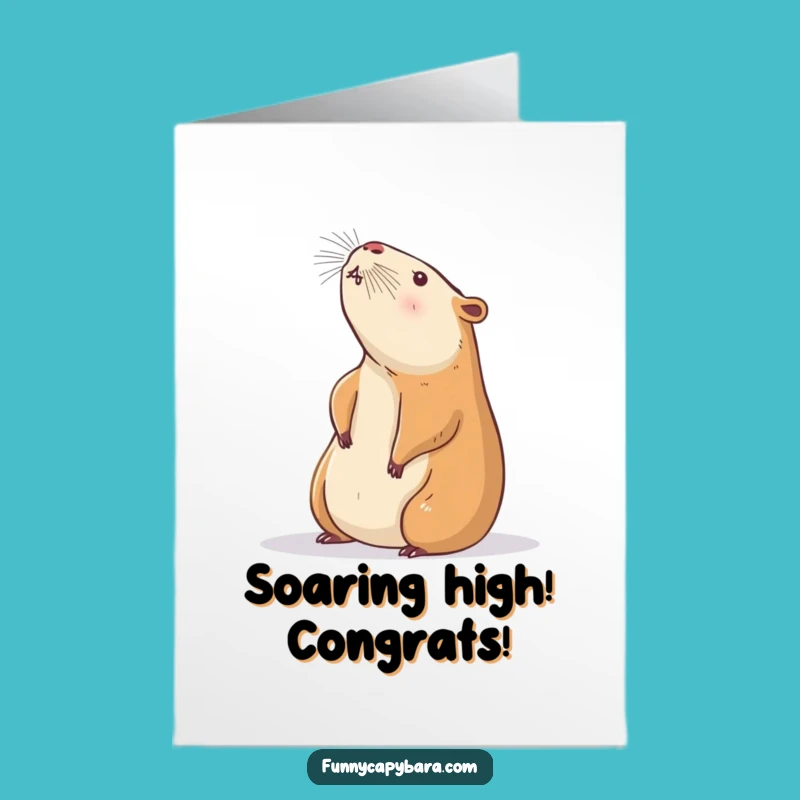 Free Printable Congrats Card: Capybara Stretch - Funny Downloadable Greeting for Relaxed Wins!