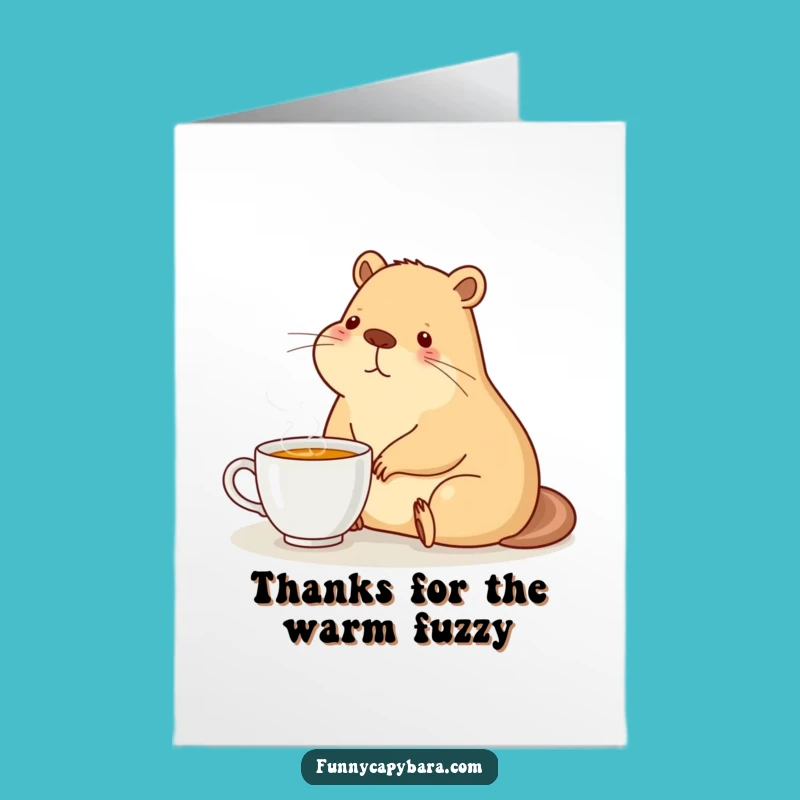 Free Printable Thank You Card: Capybara Tea Time Funny Downloadable Gift