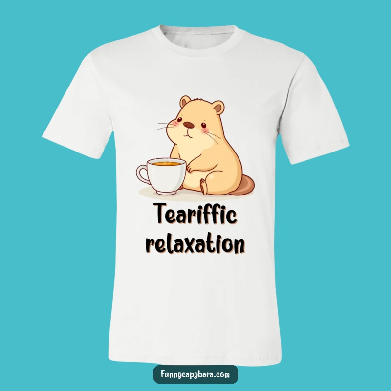 Funny Cozy Capybara Tea T-Shirt: Relaxed and Hilarious Style